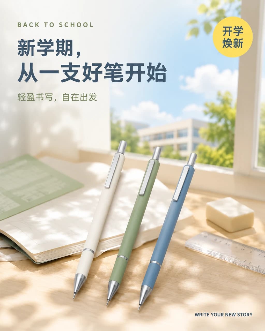 开学季自动铅笔主海报